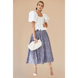 Hunter Bell White Camille Top Puff Sleeves size 10